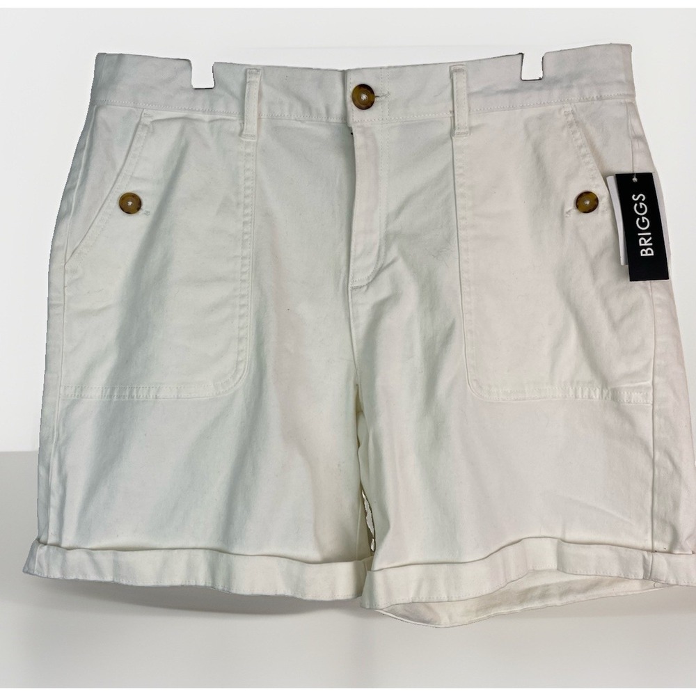 NWT Briggs 9219JS3BRB Women's 16 White Cotton Stretch Chino Shorts